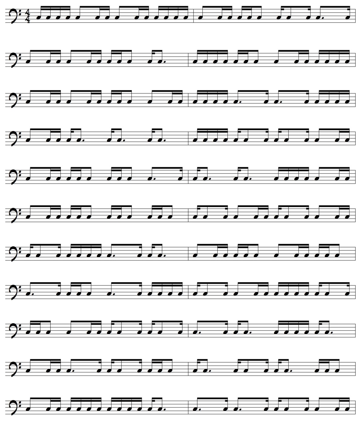 16th note combinations practice sheet